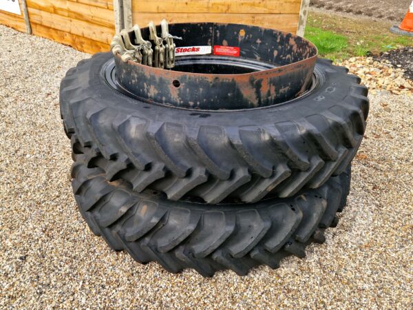 Pair of 380/90R46 Alliance tyres on dual rims