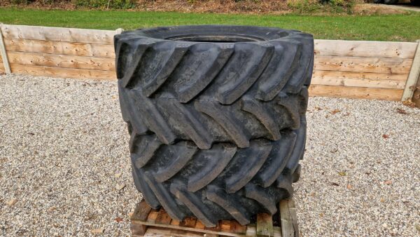 Pair of used 540/65R24 BKT tyres